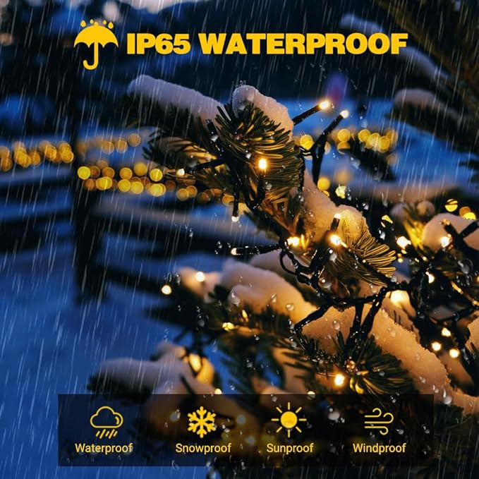 4-Pack Total 800 LED Solar String Lights for Outside, Solar Christmas Lights Outdoor Waterproof, Green Wire Solar Tree Lights with 8 Lighting Modes for Xmas Wedding Party Garden Decoration(Warm White)