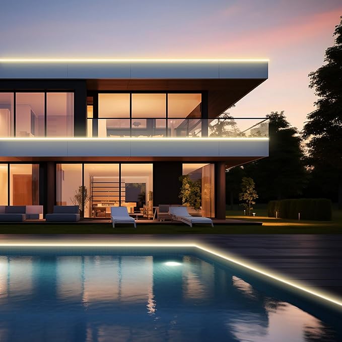 AIMENGTE Outdoor LED Strip Lights Waterproof, AC 110V, 1200LEDs, 4000k Plug in LED Rope Lights for Garden, Patio, Indoor Outdoor Decoration(32.8ft, Daylight)