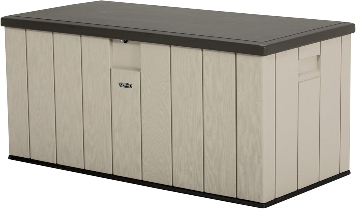 LIFETIME 60254 Heavy-Duty Outdoor Storage Deck Box, 150 Gallon, Desert Sand/Brown