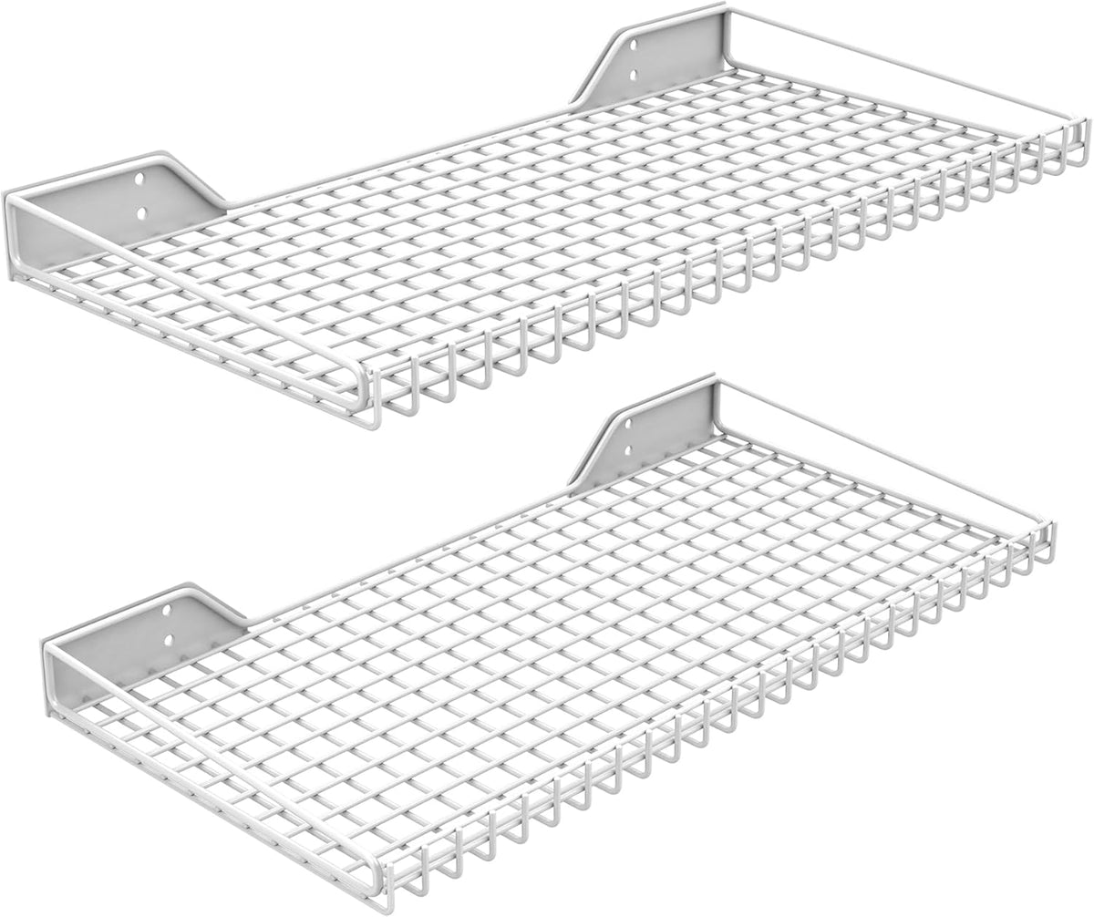 Ultrawall Wall Mounted Storage Shelf for Garage, 2 Pack Metal Shelf Rack, Heavy-Duty Wall Organizer Shelves Suitable for Shop, Shed, Garage 23.5inch x 12inch(White)