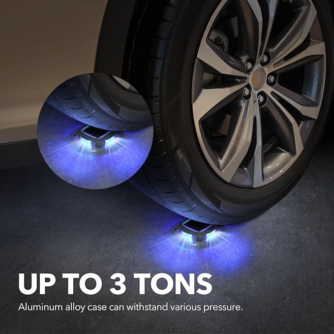 AGPTEK Solar Driveway Lights Outdoor 16 Pack, 2 Color Modes LED Deck Dock Marine Waterproof Security Marker Lights for Step Sidewalk Stair Garden Pathway Walkway Yard(Blue Light/Cool White)