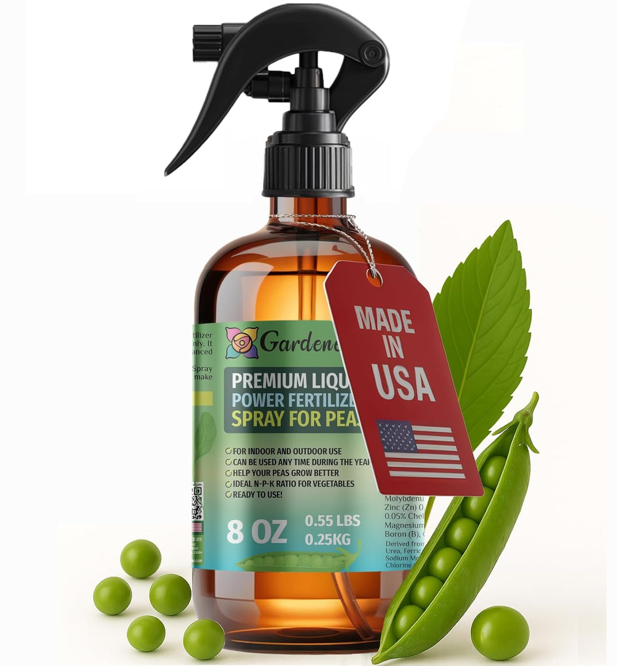 Liquid Power Peas Fertilizer Spray – Ready-to-Use Liquid Plant Food Mist for Peas – Premixed, Easy Application – Fast-Acting Formula for Growth, Roots & Yield – Indoor & Outdoor Use – 8 oz