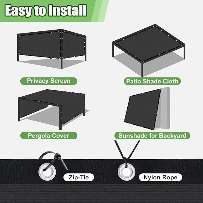 Outdoor 90% Sun Shade Cloth with Grommets, 16 X 22 FT Pergola Shade Cover for Garden Patio Carport Kennel Swimming Pool, Dark Grey (We Make Custom Size)