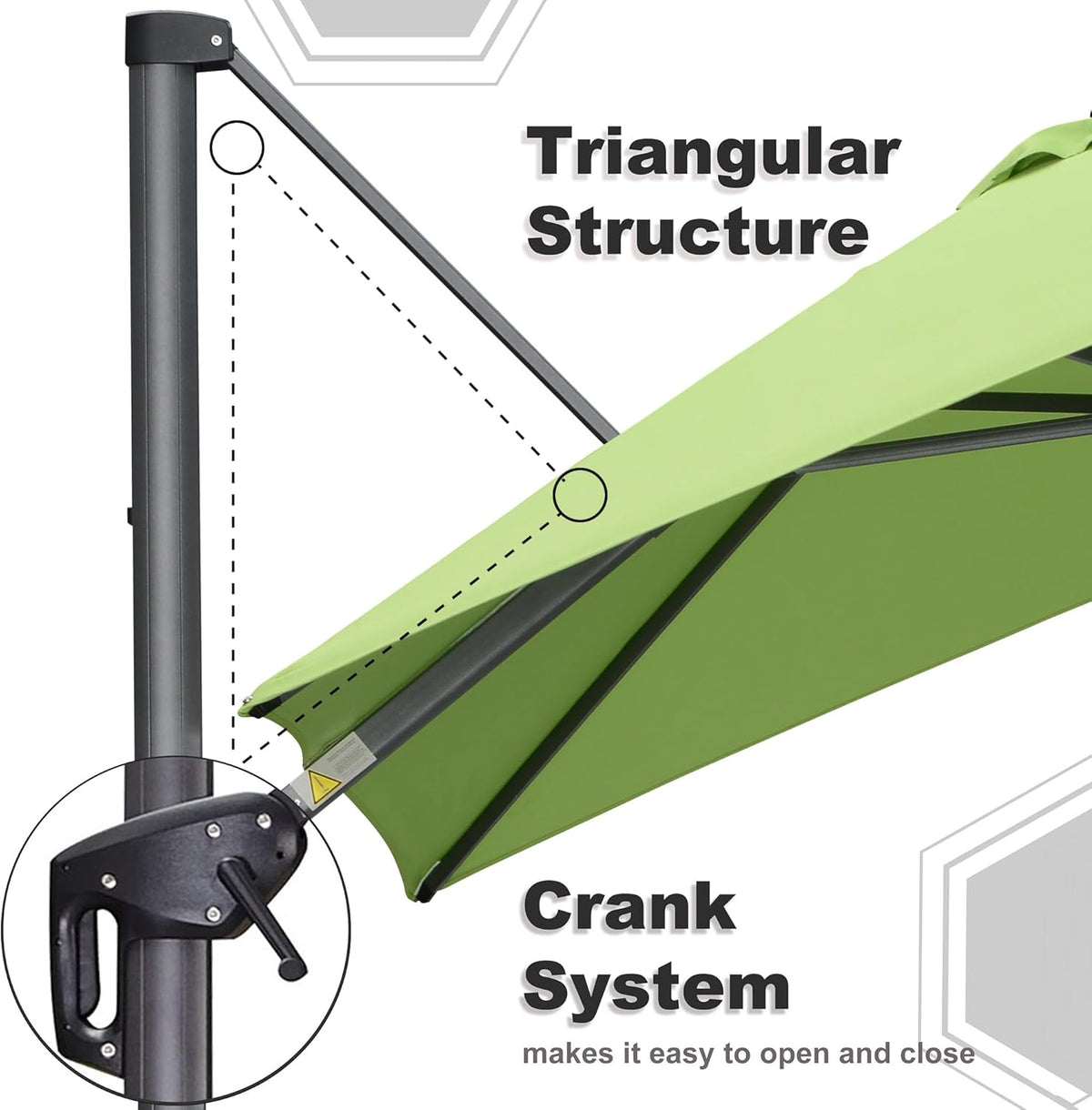 PURPLE LEAF 10' X 13' Patio Umbrella Outdoor Cantilever Rectangle Umbrella Aluminum Offset Umbrella with 360-degree Rotation for Garden Deck Pool Patio Apple Green