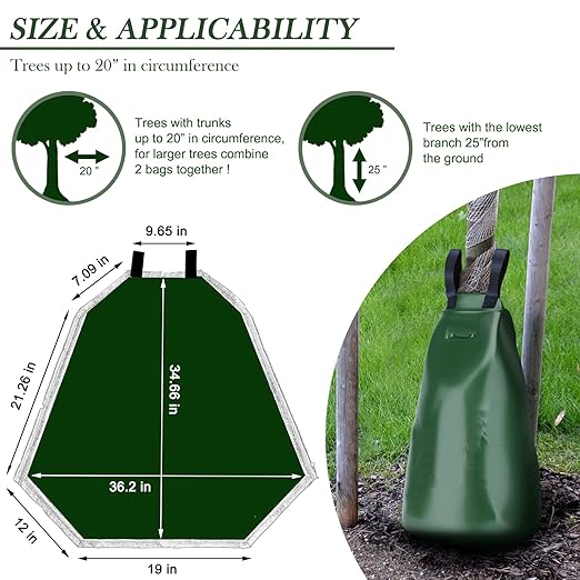 8 Pack 20 Gallon Capacity Watering Bags for Tree, 6-8 Hours Slow Release Tree Water Bags, Reusable Tree Watering Bag, Premium PVC Gator Bags for Healthier Trees, Sapling, Plant