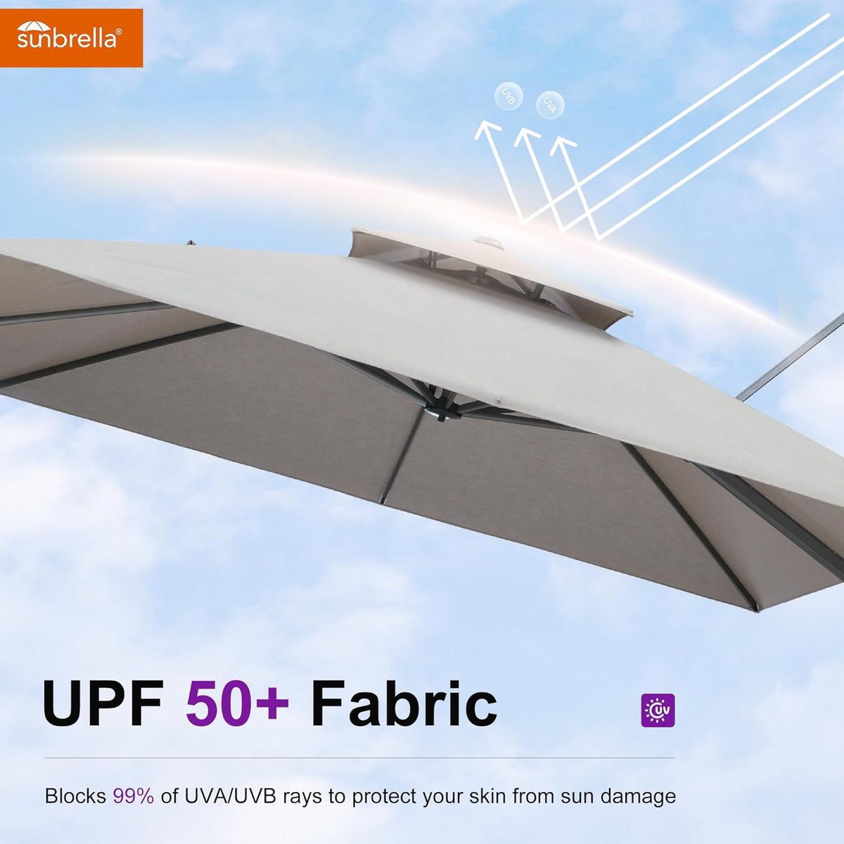 PURPLE LEAF Cantilever Umbrella 9' X 12' Outdoor Double Top Deluxe Rectangle Patio Offset Hanging Umbrella Outdoor for Garden Pool Backyard Cast Ash