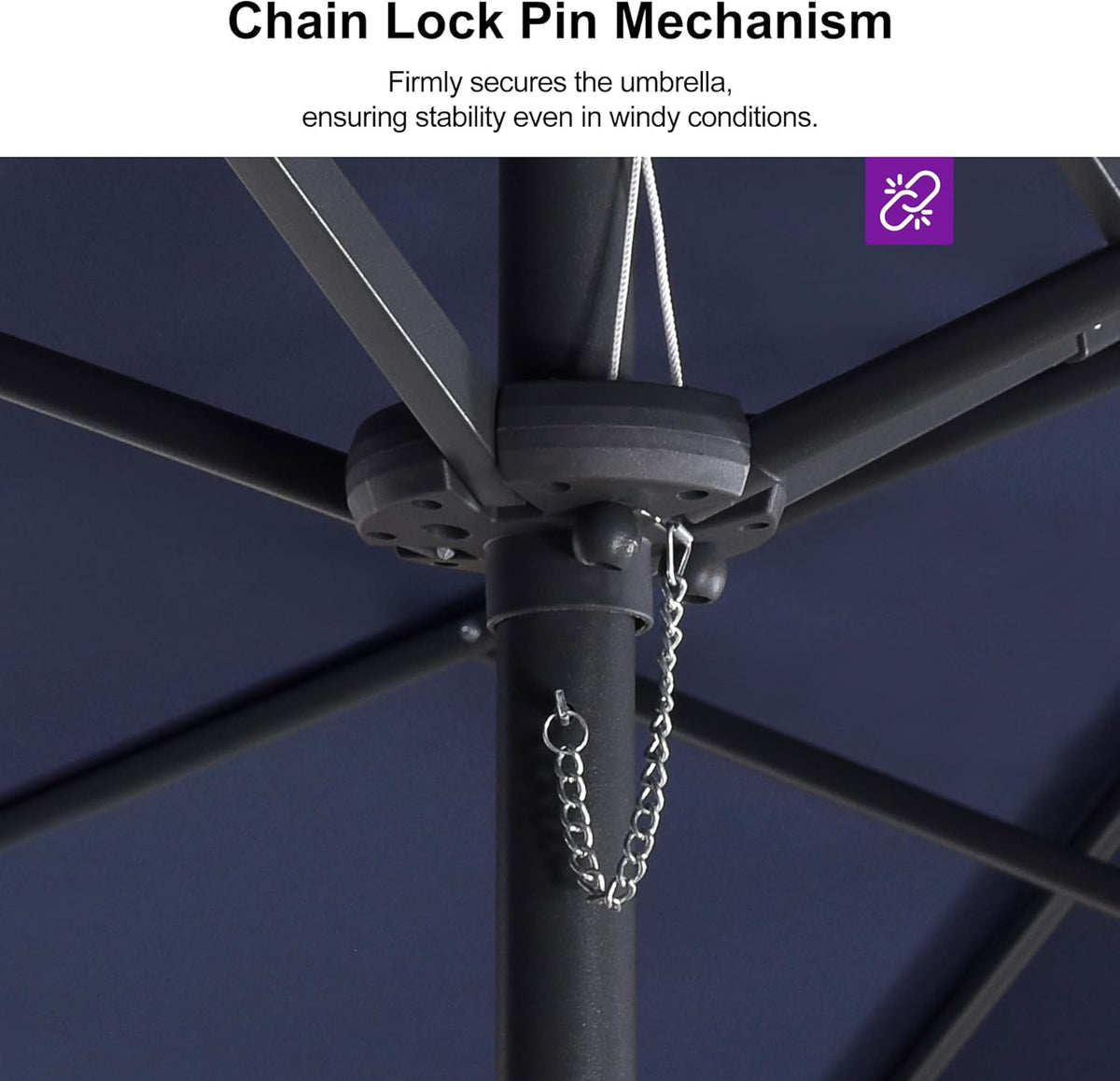 PURPLE LEAF 13ft Double-Sided Patio Umbrella with Base Included Market Rectangle Umbrella Outdoor Table Umbrella with Crank for Pool Garden Deck, Navy blue