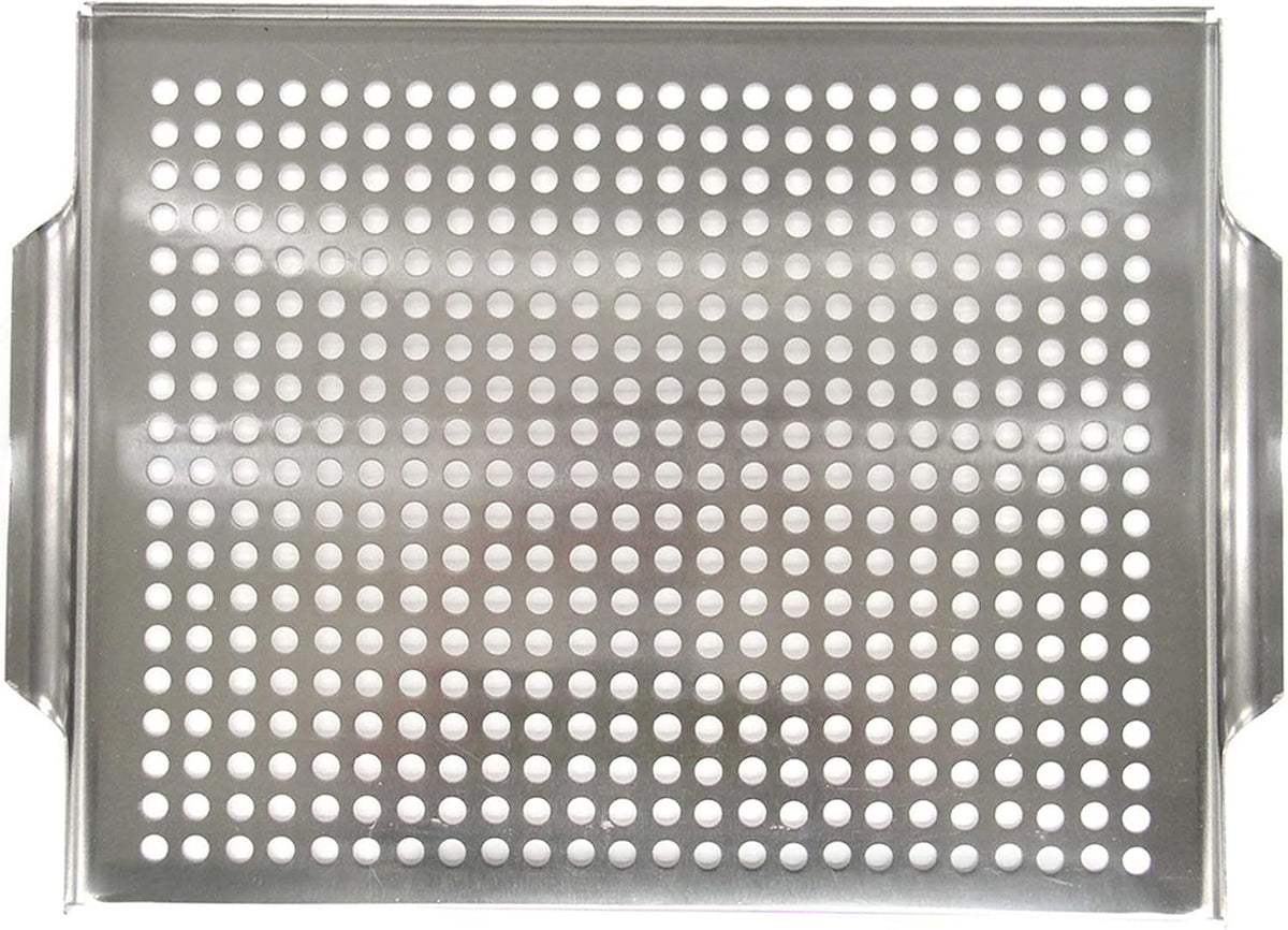 Stainless Steel BBQ Grill Topper Pan Tray for Vegetables, Meats, Skewers & Seafoods for Outdoor Cooking, Grilling, Camping & Tailgating for Gas Grills, Charcoal Grills & Barbecue by Mr. Bar-B-Q 06032Y