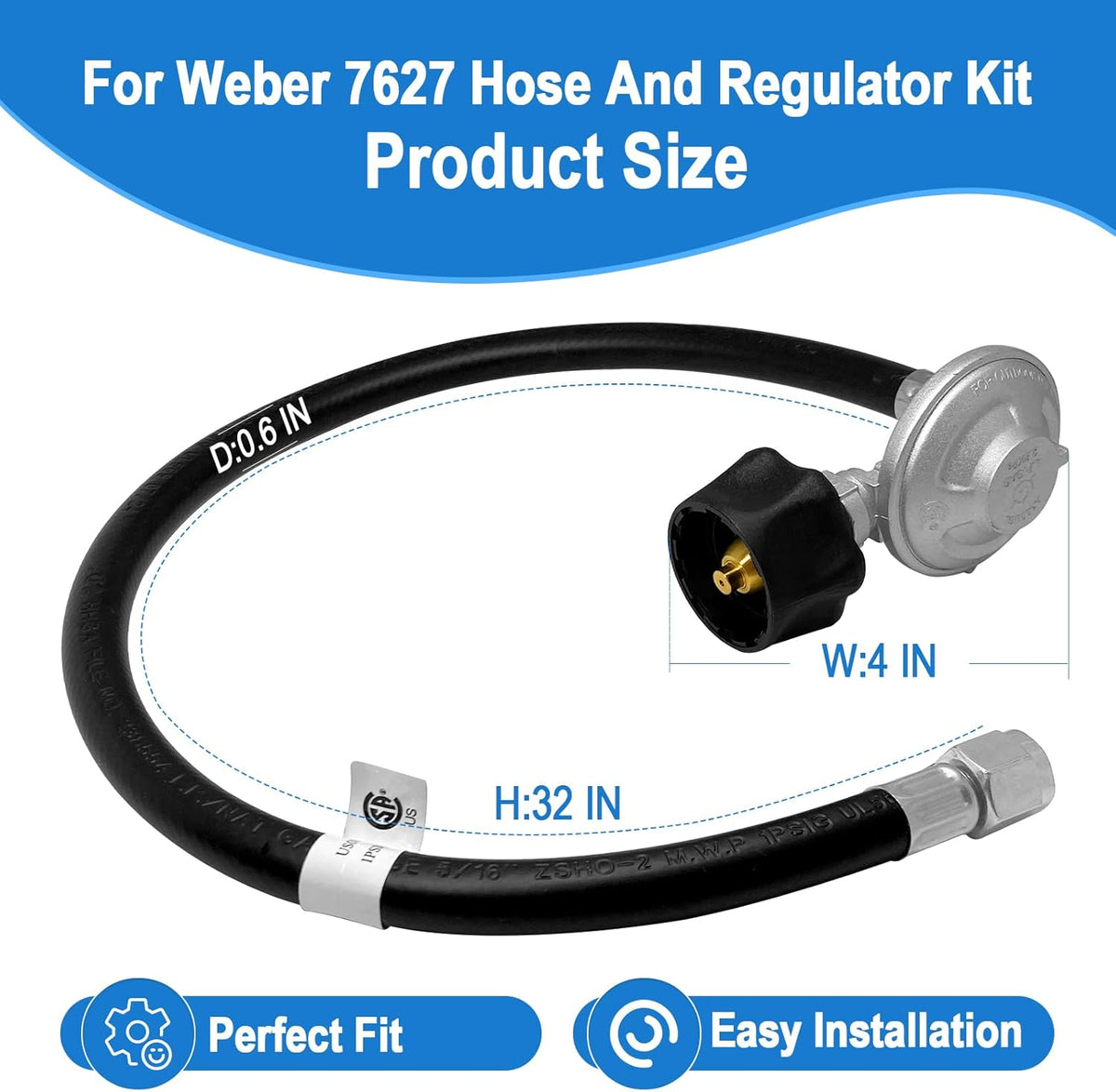 Upgraded for Weber Hose and Regulator kit, for Genesis 300 & Summit 400/600 Series for Weber Grill Regulator and Hose, for Genesis and Summit Series Gas Grills Including Silver Gold Platinum.