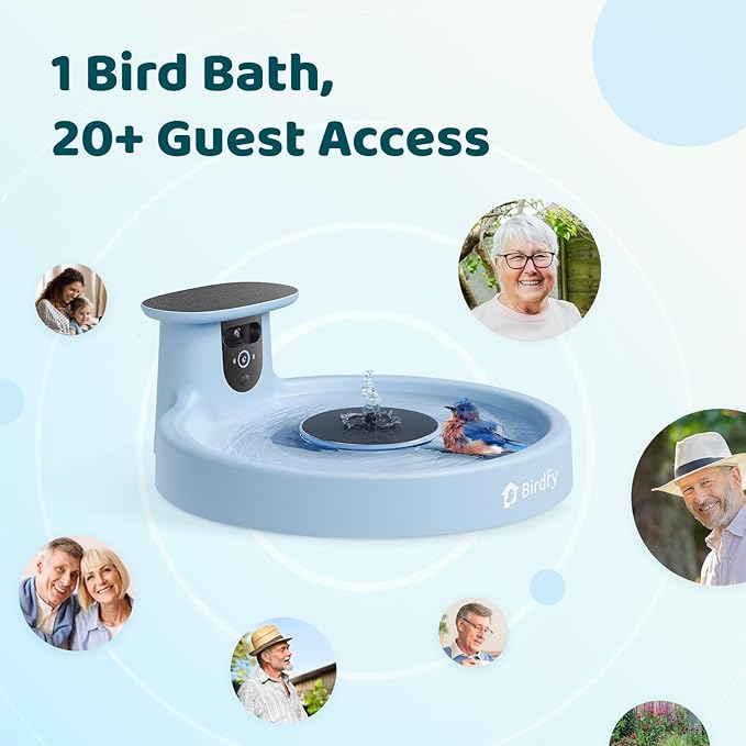 Birdfy Smart Bird Bath with Camera Solar Powered & Fountain, Dual-Lens Camera for Wildbird Watching, Auto Capture Bird Videos & Motion Detection - AI Lifetime Version