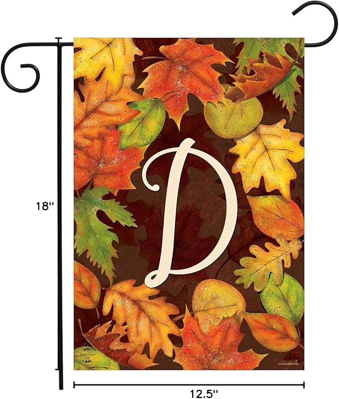 Briarwood Lane Fall Leaves Monogram Letter D Garden Flag