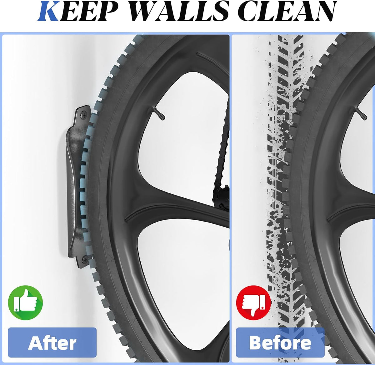 Goovilla Swivel Bike Wall Mount 2 Pack, Space Saving Bike Hangers for Garage with Screw and Easy Installation, Metal Vertical Bike Rack Wall Mount Holds up to 66.2lbs with No-scratch Protection, Black