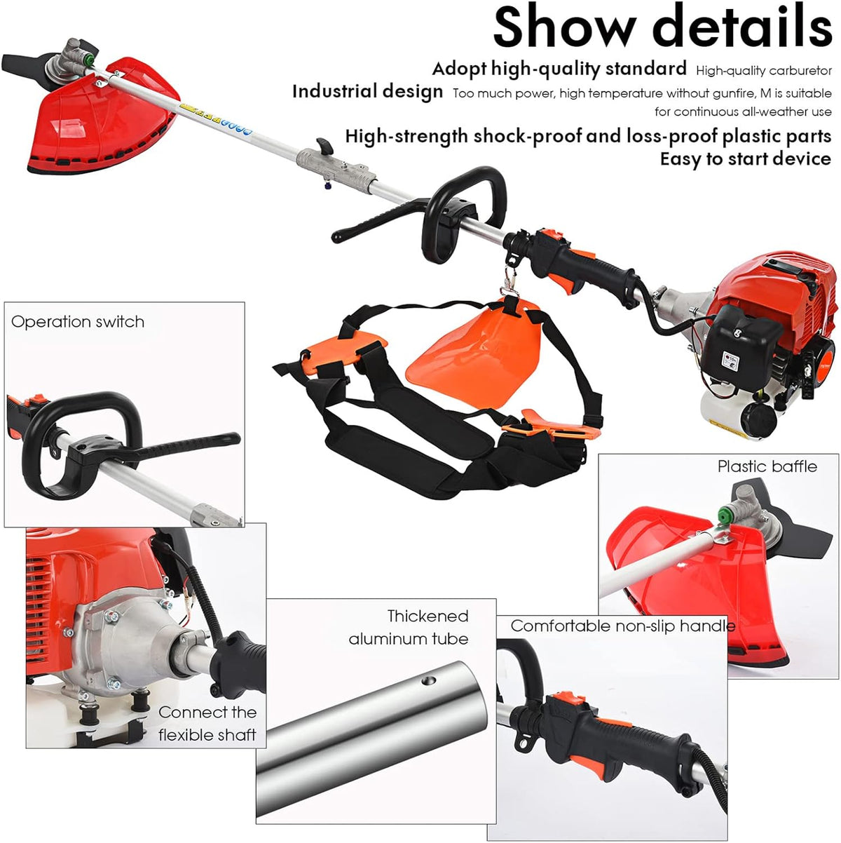 ZEAVAN Gas Weed Eater 52cc 2-Stroke 5 in 1 Multi-Functional Petrol Hedge Trimmer Chainsaw Brush Cutter Weed Wacker Weed Eater Gas Powered for Weed Grass and Bush Shipping from US