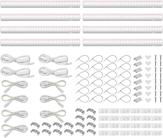 Barrina Grow Lights for Indoor Plants, Full Spectrum Sunlight, 1ft Plant Light for Indoor Growing, LED Grow Light Bulbs, T5 Grow Light Strip, Plug and Play, Pinkish White, 8-Pack