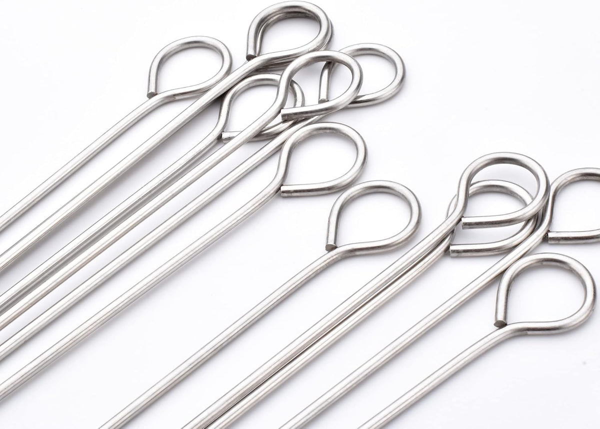 12 Inch Barbecue Skewers, Stainless Steel BBQ Skewers, Shish Kebab Kabob Skewers 12Pcs