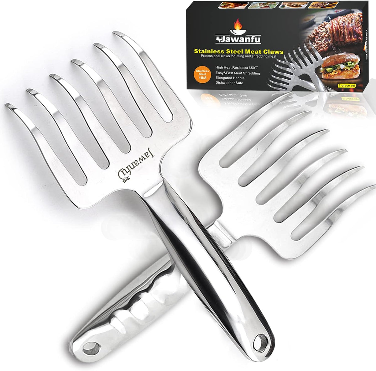 Meat Shredder Claws, 18/8 Stainless Steel Pulled Pork Tools for Shredding Meat, Effortlessly BBQ Tools For Handling, Shredding, Pulling Meat, Smoker Grilling Gifts, Pack of 2