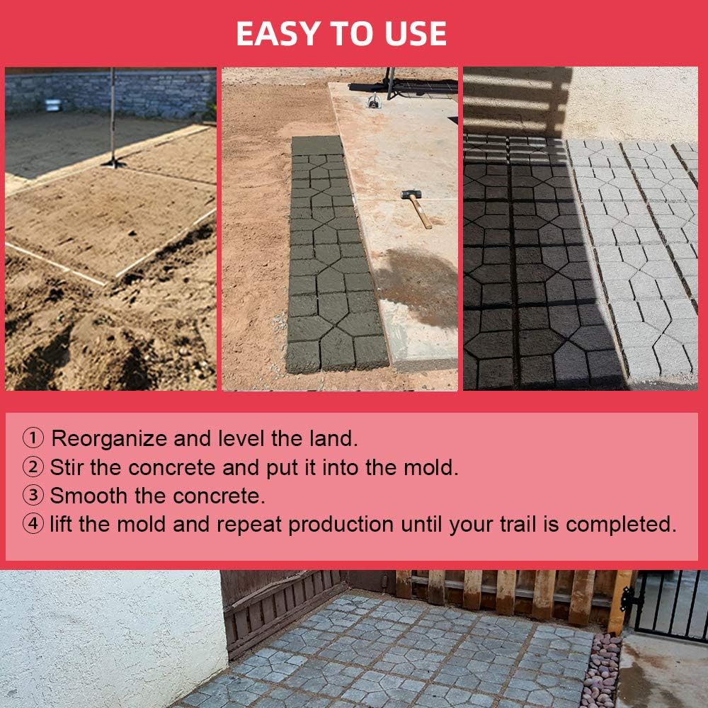 Anothera 2Pack 15.7"x15.7"x1.57" Walk Maker Reusable Concrete Path Maker Molds Pathmate Stone Molding Stepping Stone Paver Lawn Patio Yard Garden DIY Walkway Pavement Paving Moulds (Square)