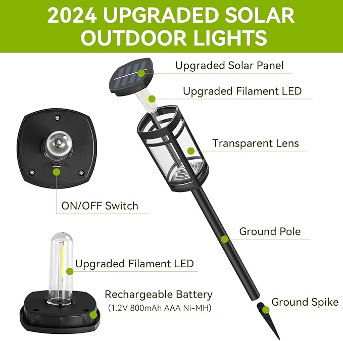 8 Pack Solar Lights Outdoor Waterproof for Garden Pathway Walkway Driveway Yard Lawn Decorative Landscape Lighting. (Warm White Light, 8)