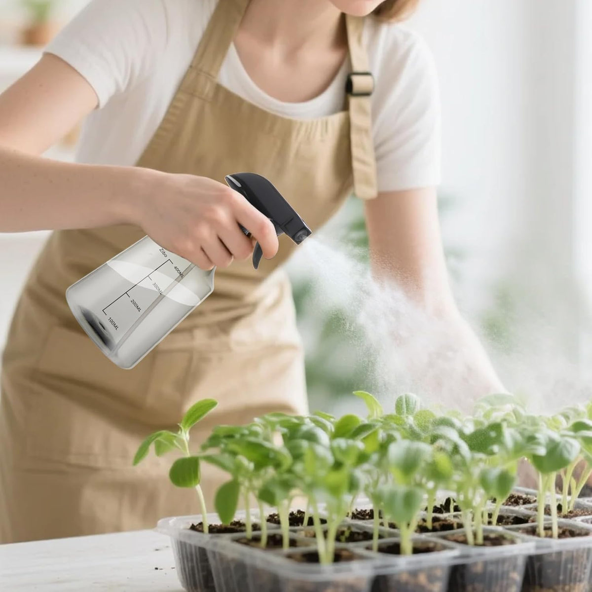 driew Plant Mister Spray Bottle, 2 Pack 13.6oz 400ML Plant Mister Water Spray Bottle with Scale for Plants Misting Bottle Water Fine Mist,Grey