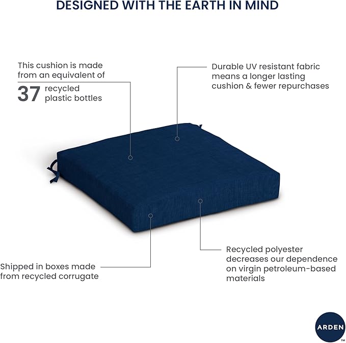 Arden Selections Outdoor Wicker Chair Cushion, 20 x 18, Rain-Proof, Fade Resistant 21 x 21, Lake Blue Leala (Pack of 4)