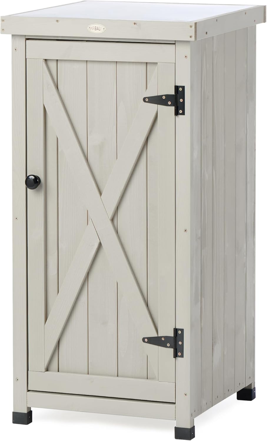 Outdoor Storage Cabinet for Patio, Garden Potting Bench Table with Shelves & Metal-Tabletop, Wooden Planting Work Station, Weatherproof