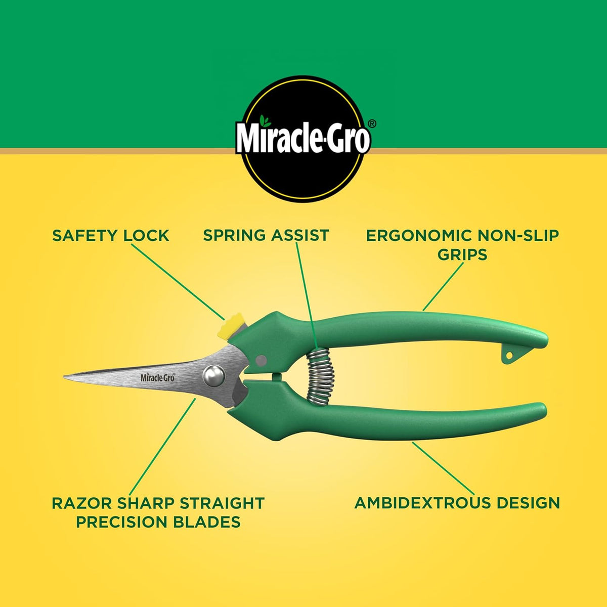 Miracle-Gro Straight Tip Floral Shears - Lightweight Gardening Scissors - Hand Pruner Pruning Shear for Flowers, Herbs, Roses and Indoor Plants