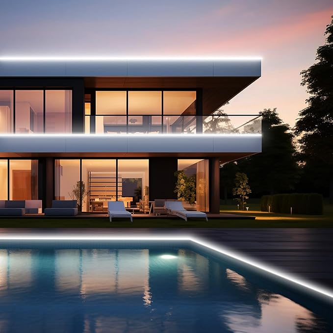 AIMENGTE LED Strip Lights Outdoor Waterproof, 600 LEDs, 6500K Cool White, 16.4ft LED Rope Lights for Bedroom, Kitchen, Garden, Patio, Indoor Christmas Decoration, AC 110V