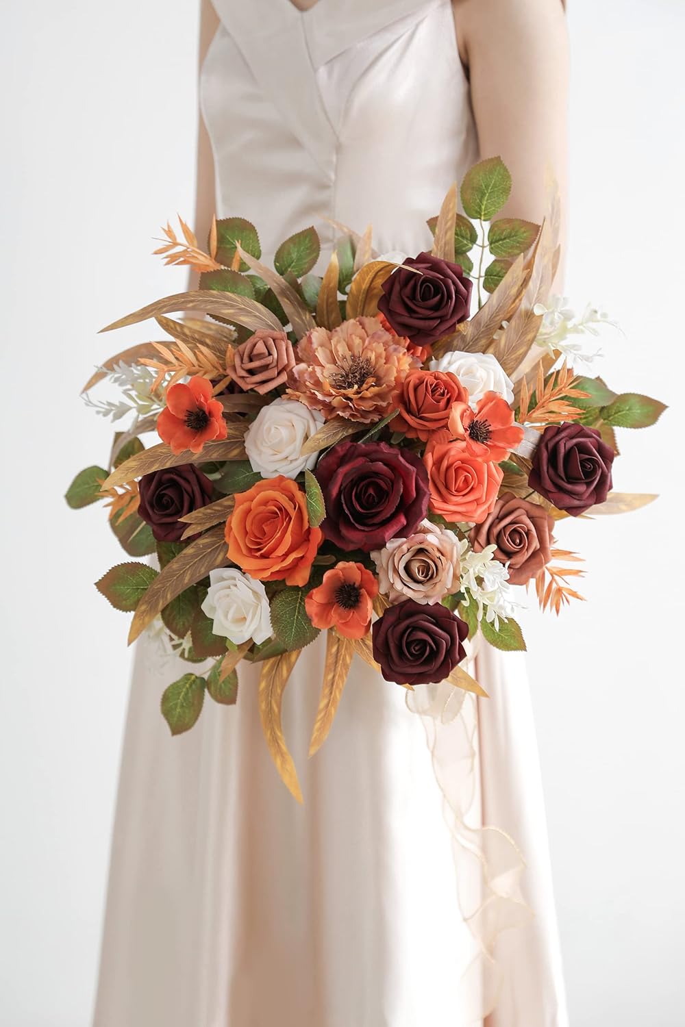 Artificial Flowers Combo Box Set Silk Fake Flowers with Foliage for DIY Wedding Bouquet Cake Flower Table Centerpieces