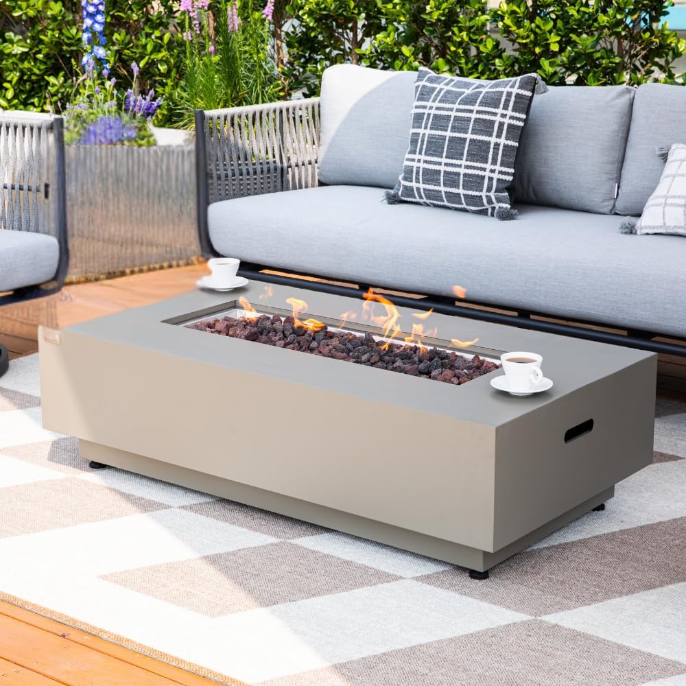 Westwood 50” Propane Fire Pit Smokeless Firepit Outdoor Gas Fire Pit for Outside Patio Firepit Table Includes Rain Cover Converter Kit Lava Rocks Lid CSA Certified