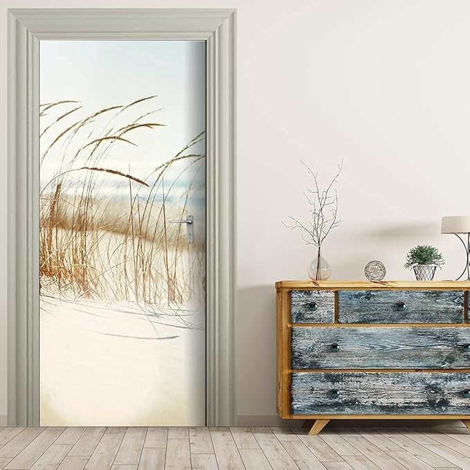 3D Door Stickers - Sirte Dunes - Peel & Stick Wallpaper - Removable PVC - Waterproof - Bedroom & Living Room Decoration - 37.4"x84.6"