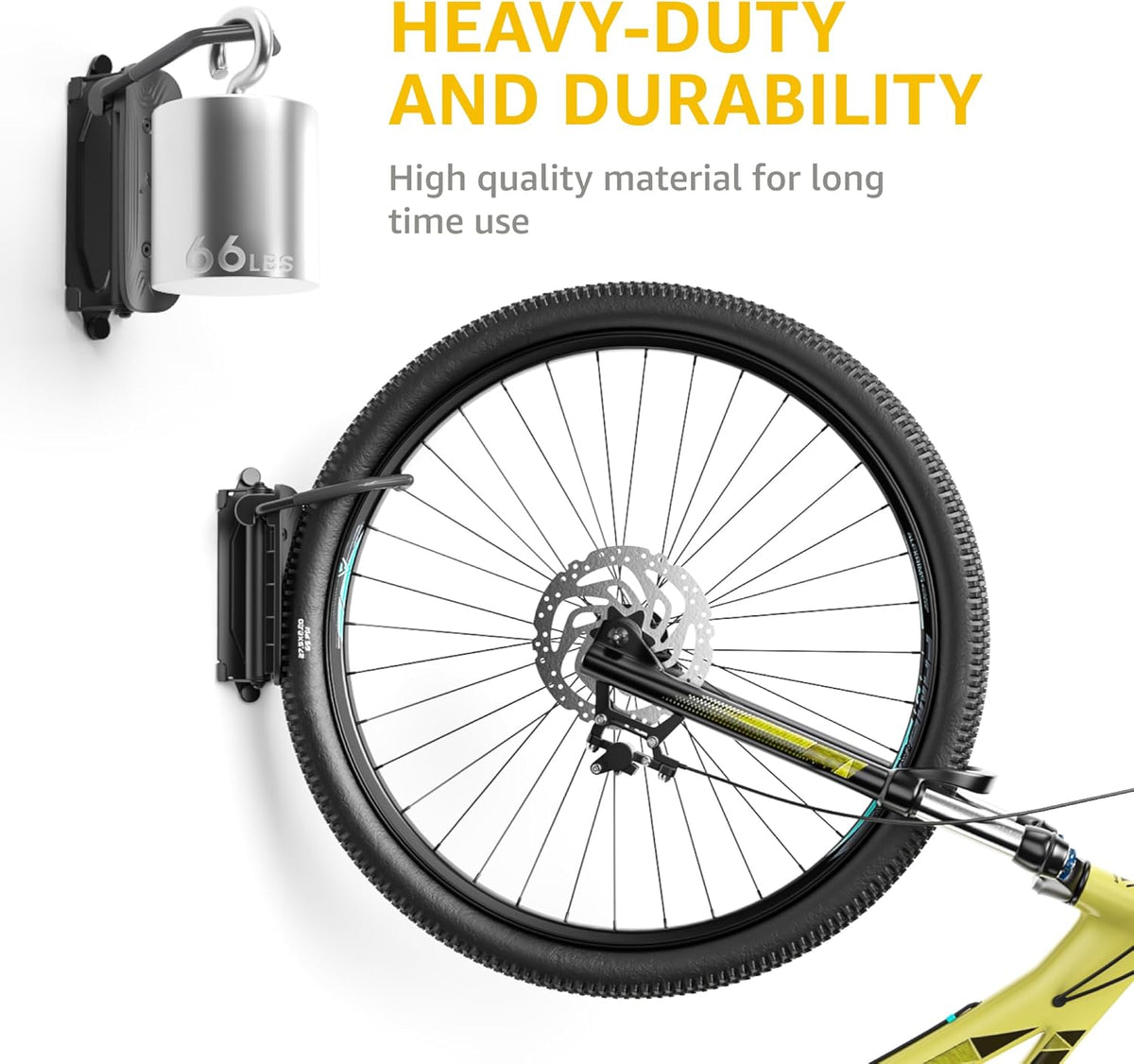 monTEK Swivel Bike Wall Mount – 2 Pack Garage Bike Hanger & Space-Saving Vertical Bike Rack for Garage & Apartment, Sturdy Bike Storage Hook Holds 66 lbs, Easy Installation & Scratch-Proof Design