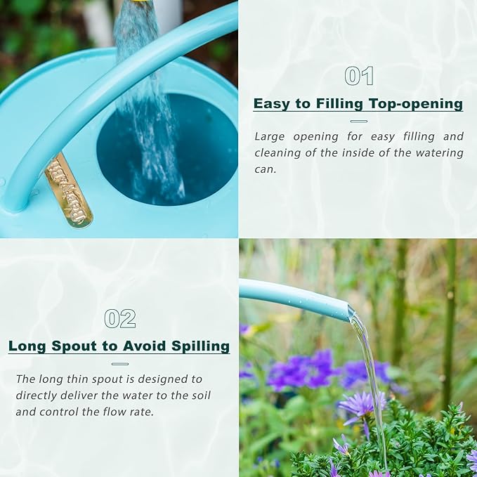 Berry&Bird House Plants Watering Can - Indoor & Outdoor 1/2 Gallon Stainless Steel Water Can with Long Spout Garden Decoration for Flower Bonsai Succulent Gardening Large Water Bottle (2L, Magnolia)