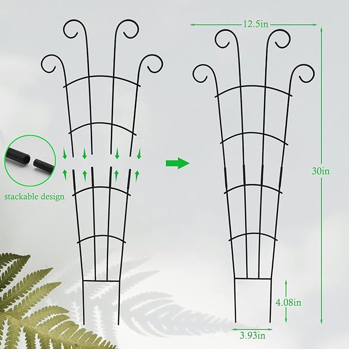 30 Inch Plant Trellis Indoor for Potted Plants 3 Pack Indoor Plant Trellis for Climbing Plants Stackable Houseplant Trellis Metal Garden Pot Trellis for Vine Ivy Support(30inch Black)