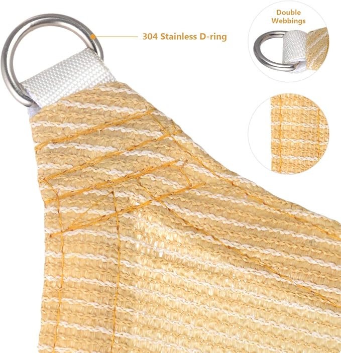 Eden's Decor Straight Flat-Edged Sun Shade Sail Rectangular 12' x 21' Beige UV-Blocking Outdoor Canopy Fabric Cloth Awning for Pergola Patio Garden Backyard Custom Size