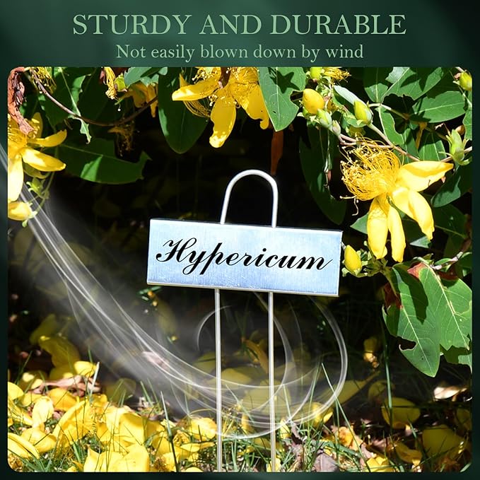50 Pack Metal Plant Labels for Outdoor Garden Waterproof Plant Markers, Labels Garden Markers for Seedlings Herbs Vegetable Greenhouse Gifts, with Pen