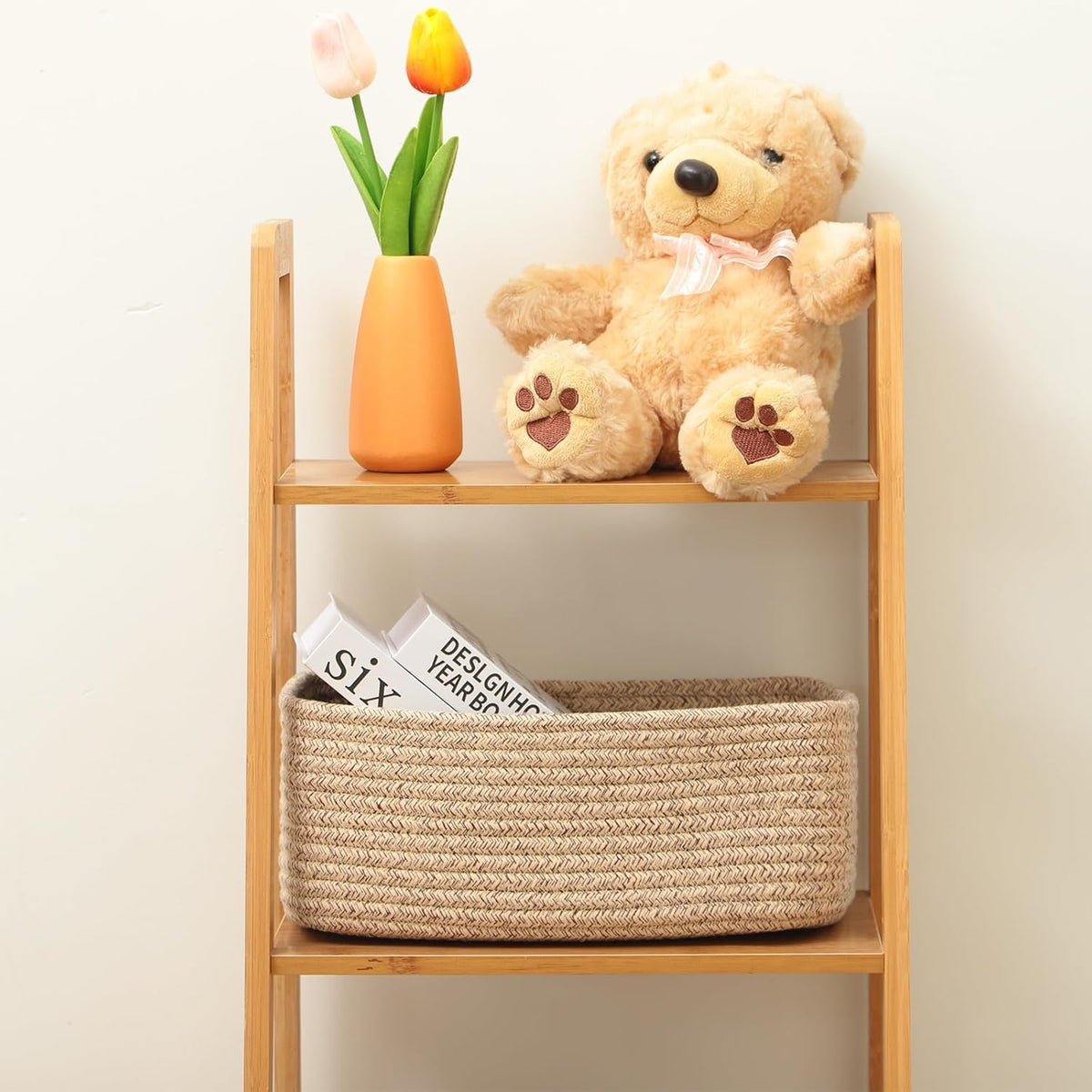 Small Storage Baskets for Organizing | Closet Organizer Bins | Shelf Toy Basket | Woven Rope Baskets | Cube Decorative Box | Shallow Basket | 11.5x7.5x4.7” | 3 Packs Mixed Brown