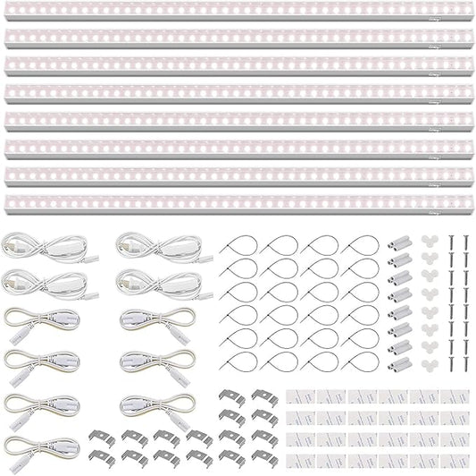 Barrina T5 Grow Lights for Indoor Plants, Full Spectrum Grow Light, 2ft 80W (8 x 10W), Plant Lights for Indoor Plants Growing, Pinkish White, 8-Pack