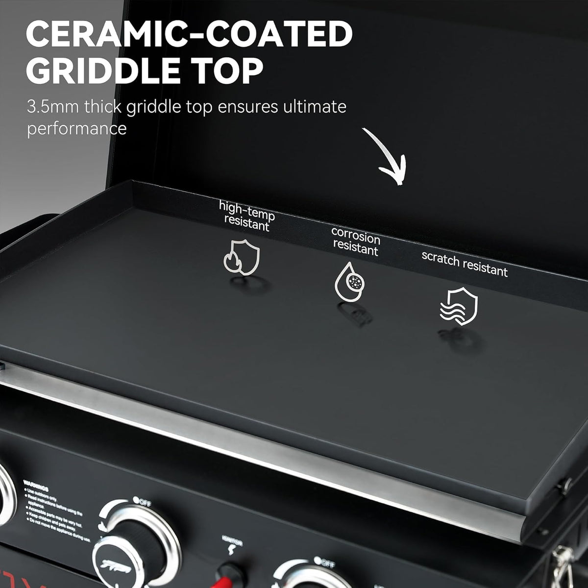 Royal Gourmet PD3001 3-Burner Propane Gas Griddle with Collapsible Stand, 23-Inch Portable Griddle with Side Table & 314 Sq. In. Cooking Area for Camping, Tailgating, Backyard & Patio, Black