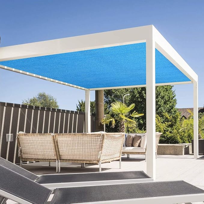 Eden's Decor Straight Flat-Edged Sun Shade Sail Rectangular 5' x 18' Blue UV-Blocking Outdoor Canopy Fabric Cloth Awning for Pergola Patio Garden Backyard Custom Size