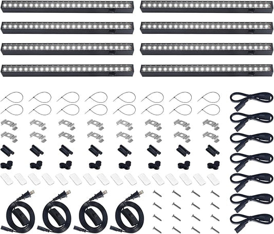 Barrina Plant Grow Lights, 5000K Full Spectrum Daylight White, T5 LED Grow Light Strips, 1ft Growing Lamp with Magnetic Bar, Plant Lights for Indoor Plants, Greenhouse, Black Cover, Linkable, 8 Packs
