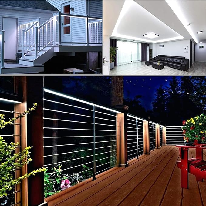 50ft 360 LED Rope Lights Outdoor, Connectable and Flexible Tube Lights with 8 Modes, Waterproof Indoor Outdoor LED Rope Lighting for Deck, Garden, Pool, Patio, Indoor Outdoor Decorations (White)