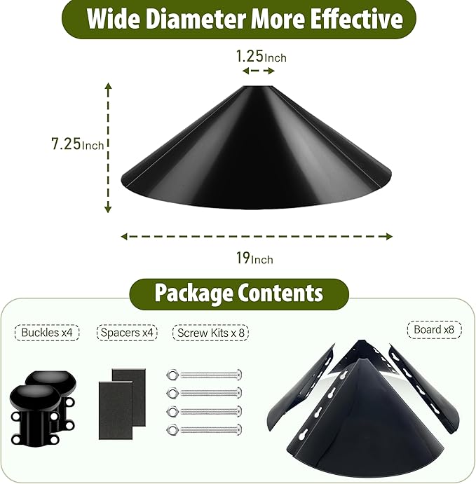 19-inch Squirrel Baffle, Squirrel-Proof for Bird Feeder Pole, Birdhouse Baffle for Shepherd's Hook in The Outdoors,(Black 2 Pack)