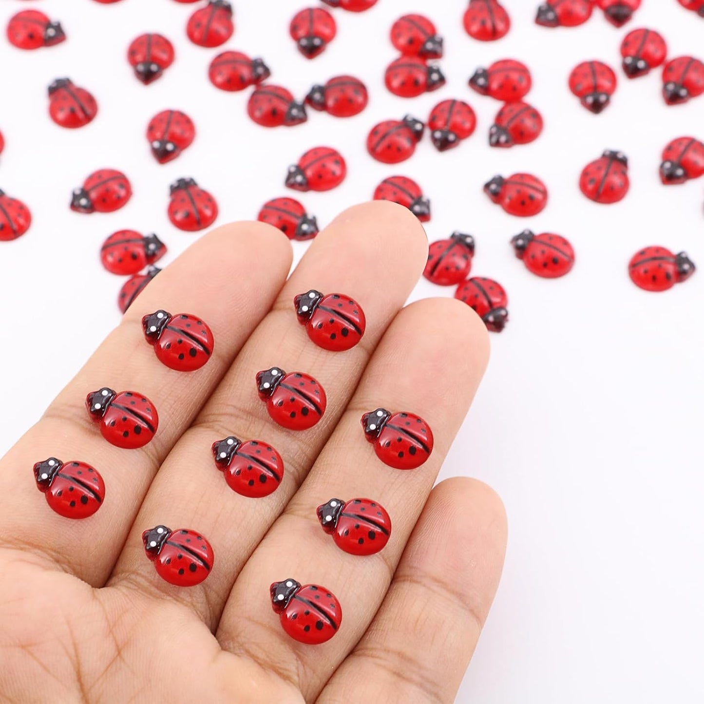 120PCS Mini Luminous Ladybug, Tiny Resin Ladybug Miniature Figurines, Glow in Dark Animals for Fairy Garden Dollhouse Micro Landscape Decor