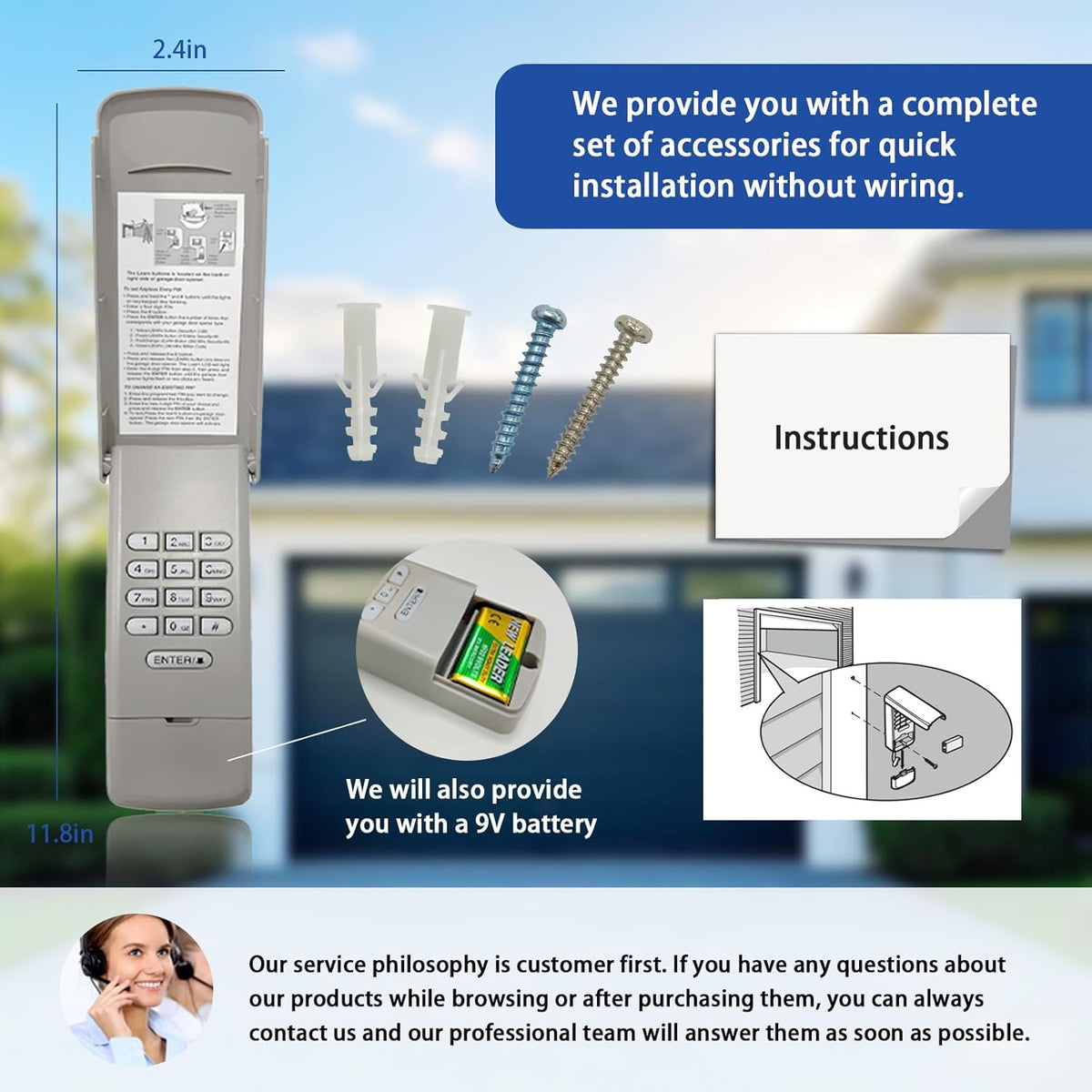 Garage Door Opener Keypad Replacement for Liftmaster Chamberlain Craftsman Garage Door Opener Keypad Wireless Keyless Entry with 315/390 MHZ Learn Button Since 1993