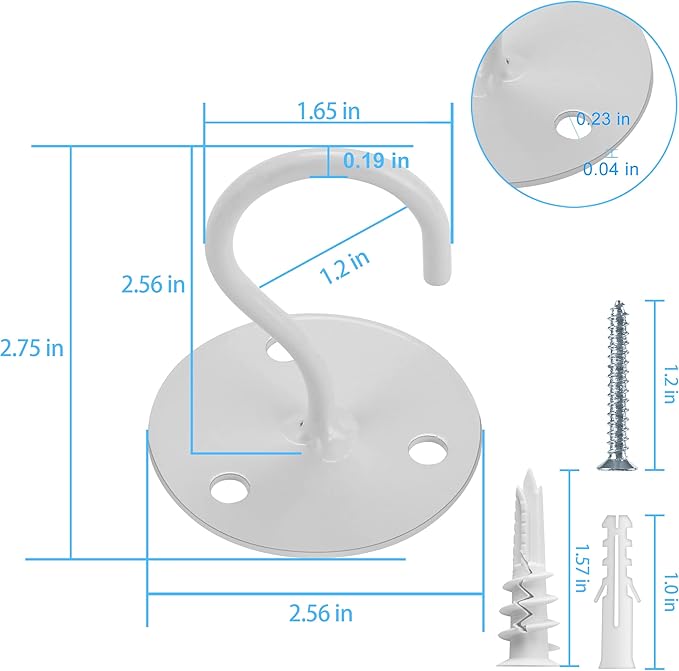 Ceiling Hooks for Hanging Plants - Metal Plant Bracket Iron Wall Mount Lanterns Hangers for Hanging Bird Feeders, Lanterns, Wind Chimes, Planters, Outdoor Decoration Hooks (White)