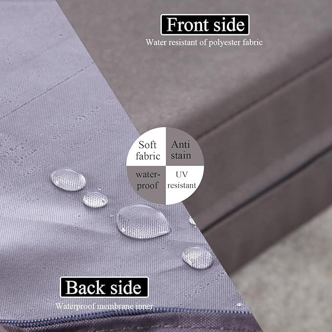 17 x 17 Inch Outdoor Seat Cushions for Patio Furniture with Non Slip and Ties Waterproof & UV Resistant Round Corner Outdoor Chair Cushions Replacement Set of 2, Gray