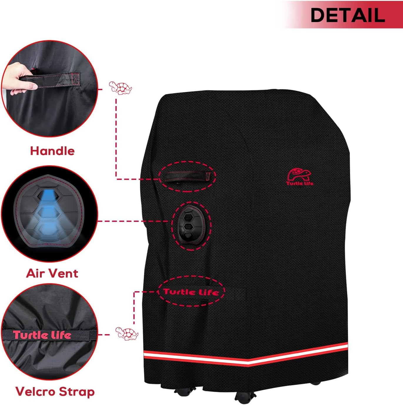 BBQ Grill Cover, 32 Inch Heavy Duty Waterproof 2 Burner Barbecue Gas Grill Covers for Weber Spirit Char-Broil Performance, Black