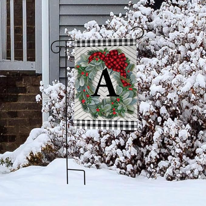Briarwood Lane Winter Wreath Monogram Letter A Garden Flag