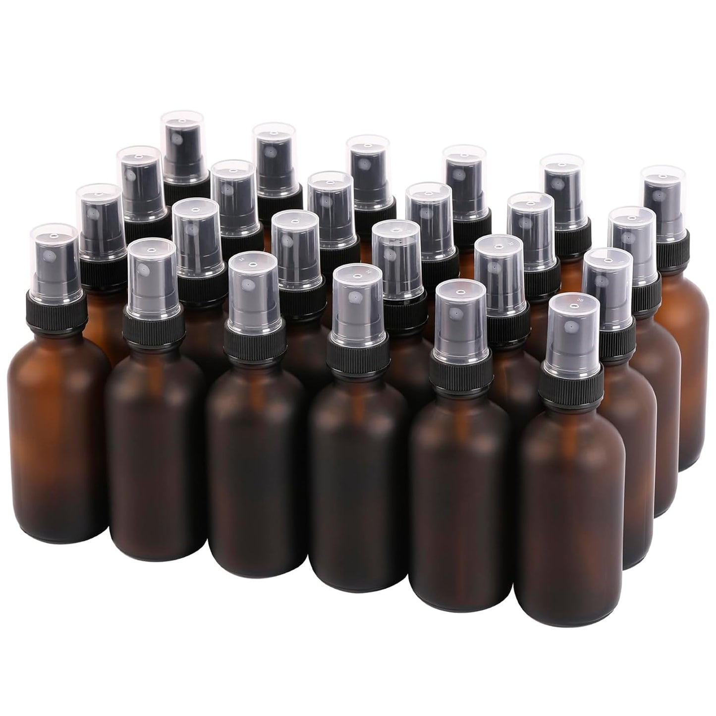 Amber Glass Small Spray Bottles 2 oz 24 Packs,Fine Mist Sprayer Pretty Finish,Refillable Containers mini spray bottles for Cleaning Solutions and Skin Care (Amber Frosted 24Pack)