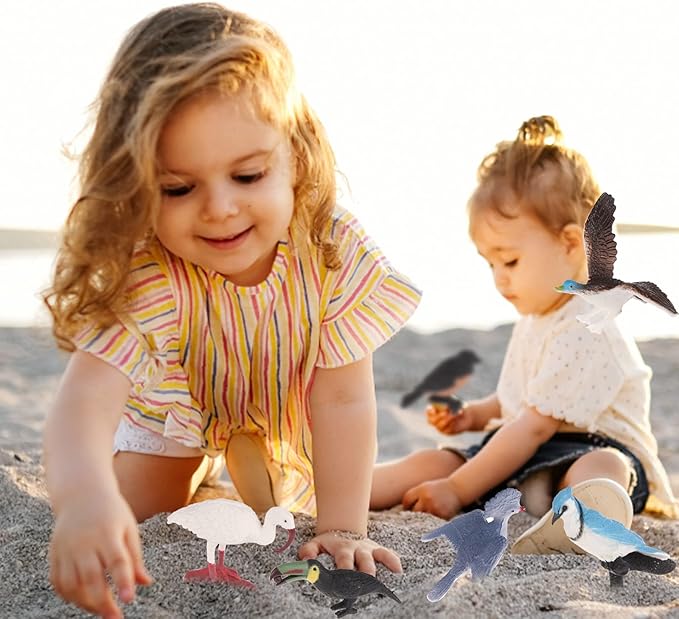 30 Pieces Realistic Bird Animals Figurines Mini Bird Animal Figures Model Cake Toppers Plastic Bird Figures Toy Simulated Toucan Ostrich Owl Flamingo Parrot Etc. Bird Figurines Garden Plant Ornaments